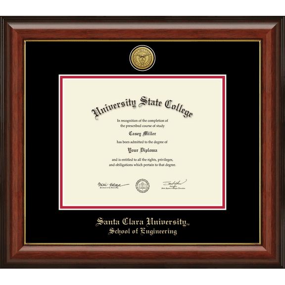 Santa Clara University School of Engineering Diploma Frame, Document Size 10" x 8"