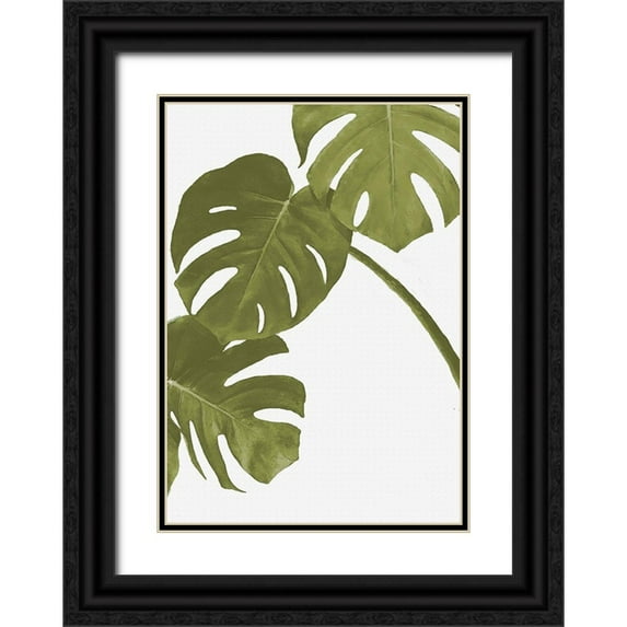 Artographie Studio 24x32 Black Ornate Wood Framed with Double Matting Museum Art Print Titled - Golden Monstera 01