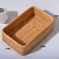 thumbnail image 3 of Hand-Woven Rattan Wicker Basket Fruit Tea Snack Bread Basket Cosmetic Rectangular Storage Box Household Kitchen Supplies S, 3 of 8