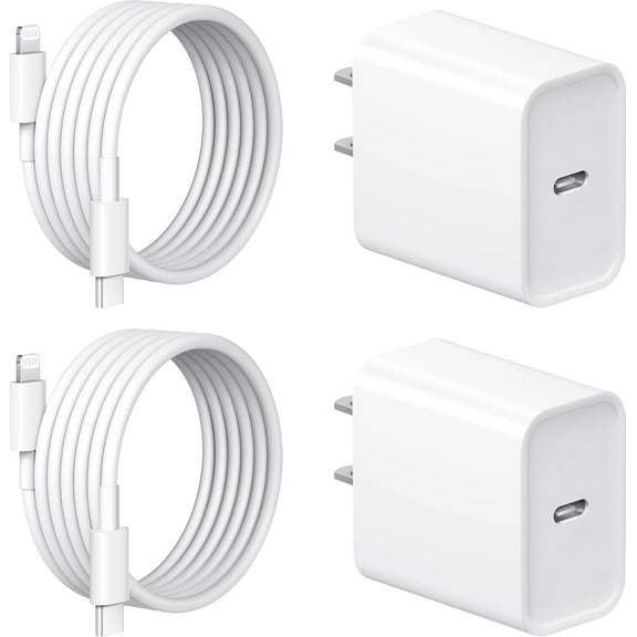 2-Pack Fast Charging Kit for iPhone 14, 20W USB-C Wall Charger Block with 6FT Type-C Cable, Compatible with iPhone 14/13/12/11 Pro Max/XS Max/XR/X and iPad