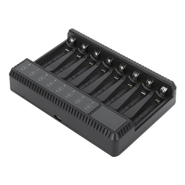 USB SEIVI PC Negro Protección Inteligente Portátil Viaje Pantalla Inteligente USB Ocho Ranuras Cargador De Batería Para Carga Ni MH Ni Cd AA AAA