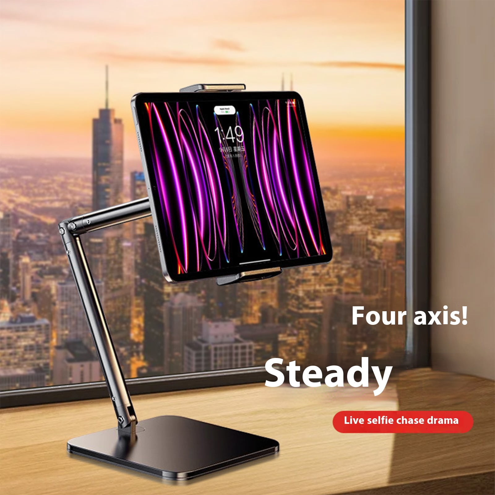 Metal Desk Holder Stand for Live Streaming Meetings Adjustable Desktop Tablet Holder Phone Stand