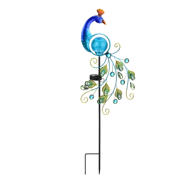 Solar Peacock Lamp Ground Plug Lamp Solar Wrought Iron Lamp Peacock Hollow Solar Lamp Garden Solar Lamp