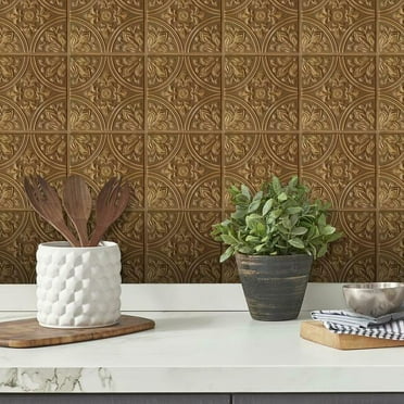 Copper Tin Tile Peel and Stick Backsplash