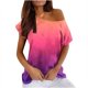 thumbnail image 2 of Fiudx Ofertas Flash Artículos En Oferta Mujer Verano Cuello Redondo Manga Corta Estampado Sin Tirantes Camiseta Tops Blusas, 2 of 5