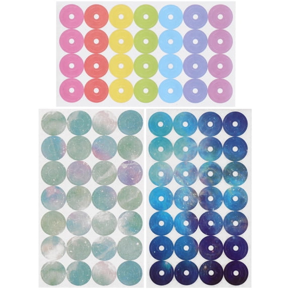 BESTOYARD Hole Punch Protector Stickers Self-Adhesive Assorted Color 12 Sheets