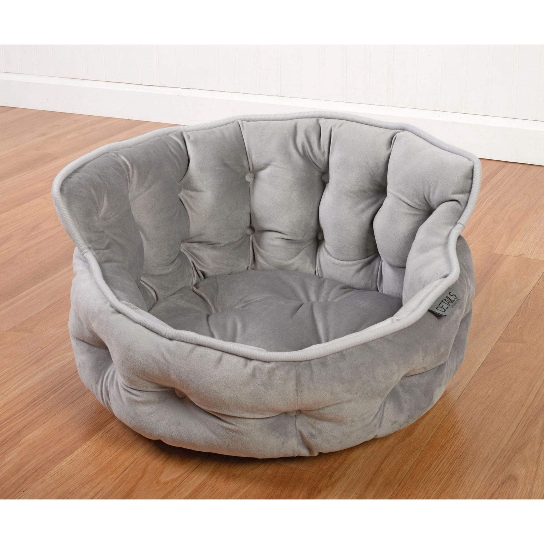 Precious Tails Ultra Plush Mini Tufted Velvet Round Cuddler Dog Cat Pet Bed- Small