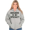 thumbnail image 4 of Awkward Specialty Funny Sarcastic Unisex Fleece Graphic Zip Up Hoodie Brisco Brands 2X, 4 of 5