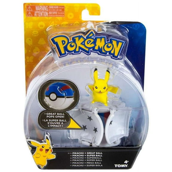 Pokemon Throw 'n' Pop Pokeball Pikachu & Great Ball Figure Set (Standing Arms Out)