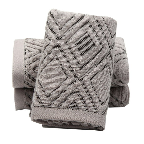 Juego de toallas de mano de 2 toallas suaves absorbentes de algodón 100% con patrón de diamantes para baño 34*74cm