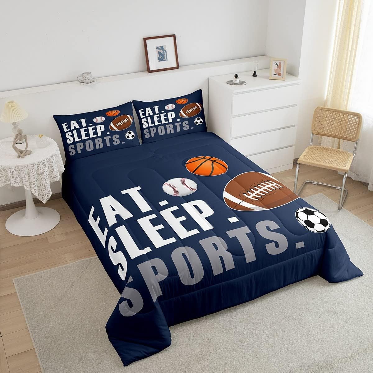 Football Comforter Set Basketball Basketball Ball Games Comforter Sports Bedding Set Comforter Room Decor Duvet Set Queen Size