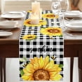 thumbnail image 3 of Sunflowers 36 Inch Table Runner, Black White Check Sunshine Buffalo Bee Farmhouse Dresser Scarf Cotton & Linen Tablerunner for Dining/Kitchen Island/Holiday Party Décor Small 13" x 36", 3 of 9