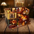 thumbnail image 3 of Miniature Dollhouse Kit, MOJINO Wooden Dollhouse with LED, Tiny House Kit for Adults to Build, Unique Gifts for Birthday, Christmas (Eastern Charm), 3 of 5
