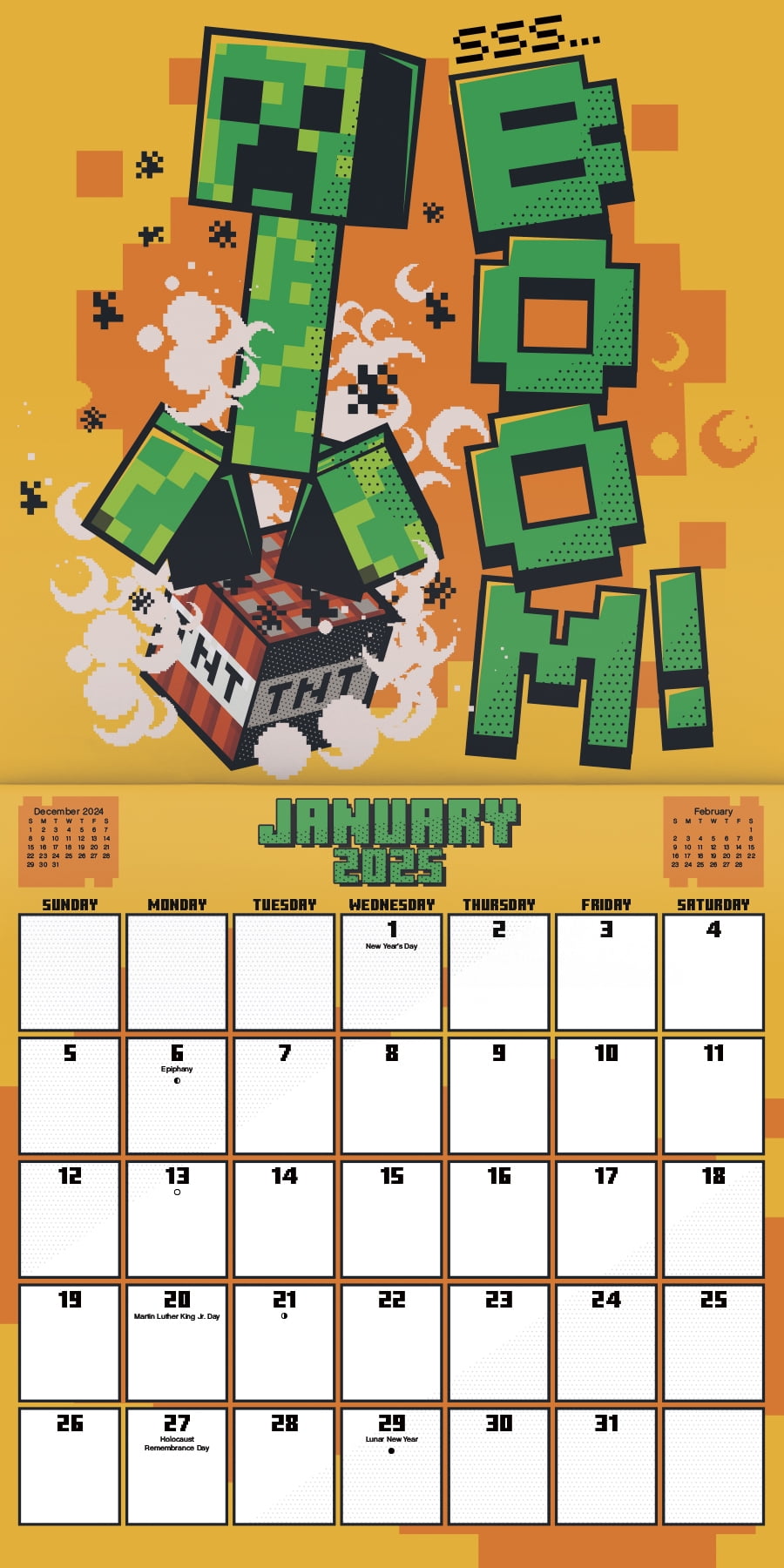 2025 Minecraft Wall Calendar