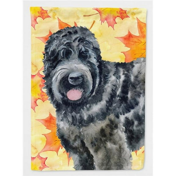 Black Russian Terrier Fall Flag - Canvas House Size