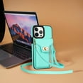 thumbnail image 3 of Crossbody Strap for iPhone 11 Pro Max Wallet Case with Card Holder, Flip PU Leather for iPhone 11 Pro Max Case Stand Zipper Purse Protective Phone Case for Women Girls - Mint, 3 of 8