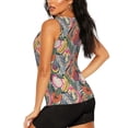 thumbnail image 3 of Xecao Tropical Fruit print women's scoop neck, loose-fit workout tank tops for the gym., 3 of 9