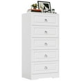 thumbnail image 3 of Walsunny 5 Drawer White Vertical Dresser Modern Storage Cabinet with Handle-Drawer Chest Wood Organizer for Living Room, 3 of 8