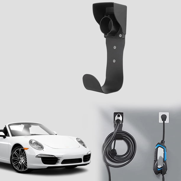 Soporte de pared para cargador de vehículos eléctricos J1772 | Funda de acero resistente y gancho para cable para estación de carga doméstica de vehículos eléctricos | Uso en interiores y exteriores