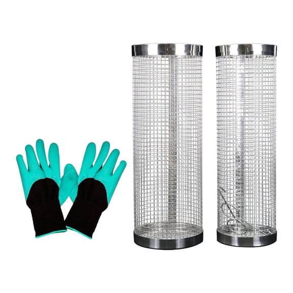 Aymzbd Farm Compost Bin Metal Underground Worm Composter with Gloves for Outdoor Garden