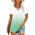 thumbnail image 6 of Charella Tops for Women Trendy Cross V Neck Petal Short Sleeve Pleated Flowy Shirts Casual Gradient Color Basic Tee (XL, White 1), 6 of 7