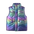 thumbnail image 2 of Posijego Girls Metallic Puffer Vests Stand Collar Sleeveless Vests Zip up Warm Waistcoats Winter Outerwear Vests, 2 of 8