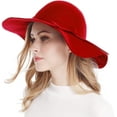 thumbnail image 4 of Women's Wide Brim Retro Fedora Floppy Felt Bowler Hat, 4 of 7
