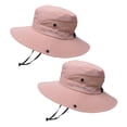 thumbnail image 1 of 2 piezas de sombrero plegable para el sol con protección UV para exteriores para mujer, de malla ancha, para pesca en la playa, con orificio para cola de caballo, 1 of 5