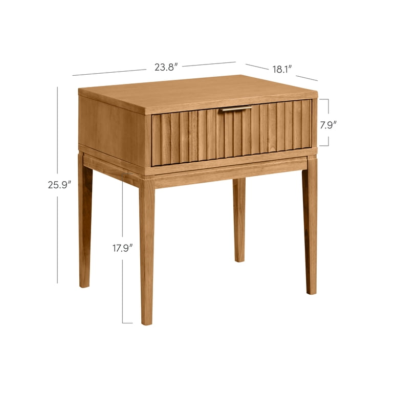 Nathan James Jasper Mid-Century Modern Nightstand, Pine Finish