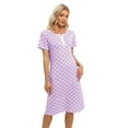 thumbnail image 5 of WBQ Women's Short Sleeve Polka Dot Nightgown With Pockets Round Neck Button Down Tee Nightshirt Loose Casual Nightdress Over Knee Length House Lounge Dress, S-2XL, 5 of 6
