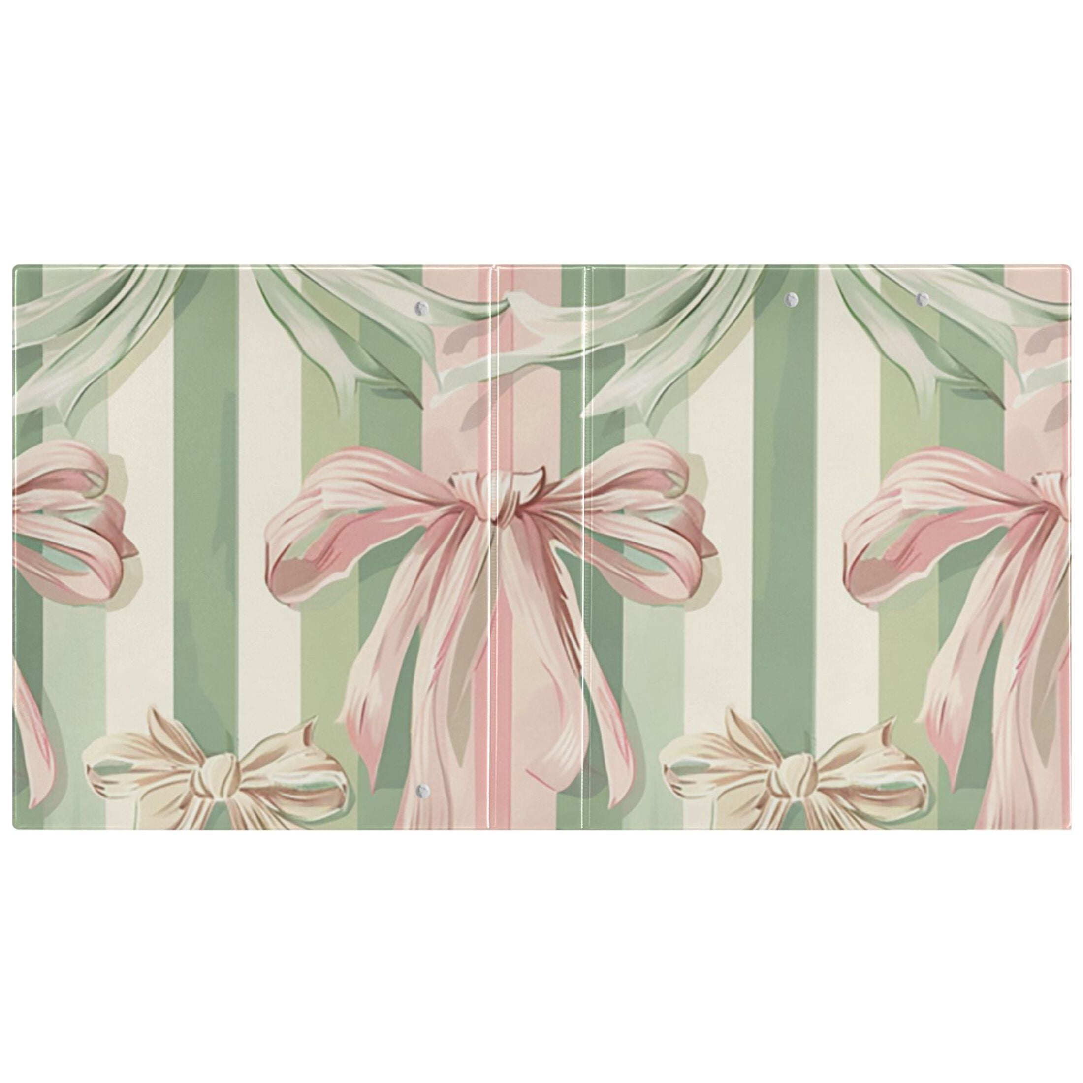 Pink Green Ribbons Stripe 3 Ring Binders 1.5 inch Hardcover File Folders with Interior Pockets A4 Size Organizer for School Office Hospital Set of 2