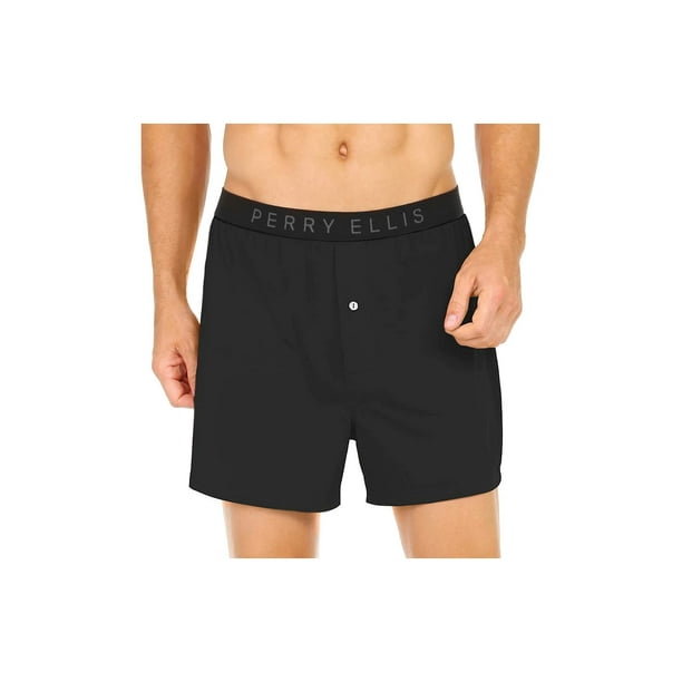 Calzoncillos tipo bóxer Perry Ellis Luxe Solid para hombre, color negro XL