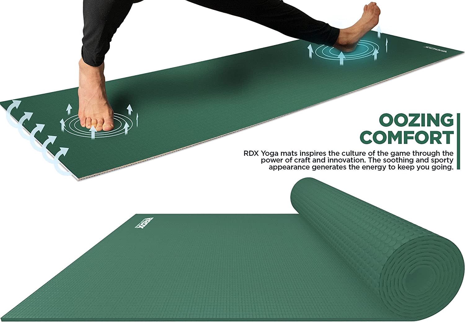 RDX Yoga Mat 6mm Thick with Straps and Carry bag, REACH RoHS Certified, 6P Latex Free, Eco Friendly Open Cell Non Slip Mats for Men Women, 183 x 61CM