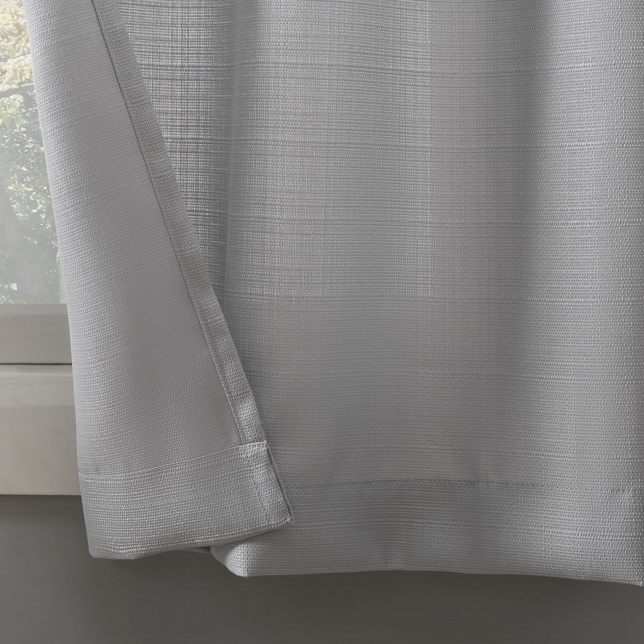 Mainstays Solid Semi-Sheer Curtain Tier Pair and Valance Set, 3-Piece, Silver, 54 in W x 24 in L