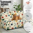 thumbnail image 4 of Xoenoiee Colorful Dog Paw Heart Print Recliner Covers for 3 Seater Reclining Stretch Sofa Slipcover Soft Washable Furniture Protector for Dogs and Pets, 4 of 7