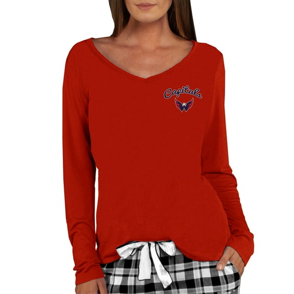 Women's Concepts Sport Red Washington Capitals Marathon Knit Long Sleeve V-Neck Top