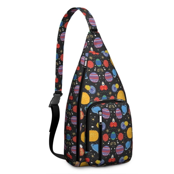 Space Geek Sling Backpack - Galactic Nebula Print Crossbody Bag, RFID Blocking Secure Pockets for Travel