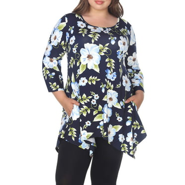 White Mark Women's Plus Size Floral Chain Alegra Tunic Top - Walmart.com