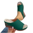 thumbnail image 5 of Slippers for Women Wedge Casual Versatile Open Toe Slip-on Peep Toe Slides Women Footwear Causal Summer Dressy Beach Shoes Green 8.5, 5 of 5
