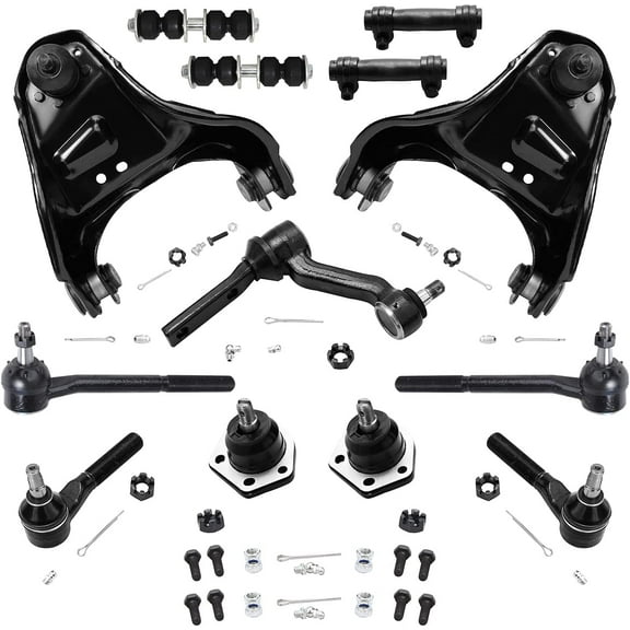 Detroit Axle - 4WD Front End Kit for Chevy Blazer S10 GMC Jimmy Sonoma Isuzu Hombre Oldsmobile Bravada, Upper Control Arms Lower Ball Joints Sway Bars Tie Rods Adjusting Sleeves Idler Arm Replacement