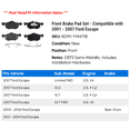 thumbnail image 2 of Front Brake Pad Set - Compatible with 2001 - 2007 Ford Escape 2002 2003 2004 2005 2006, 2 of 2