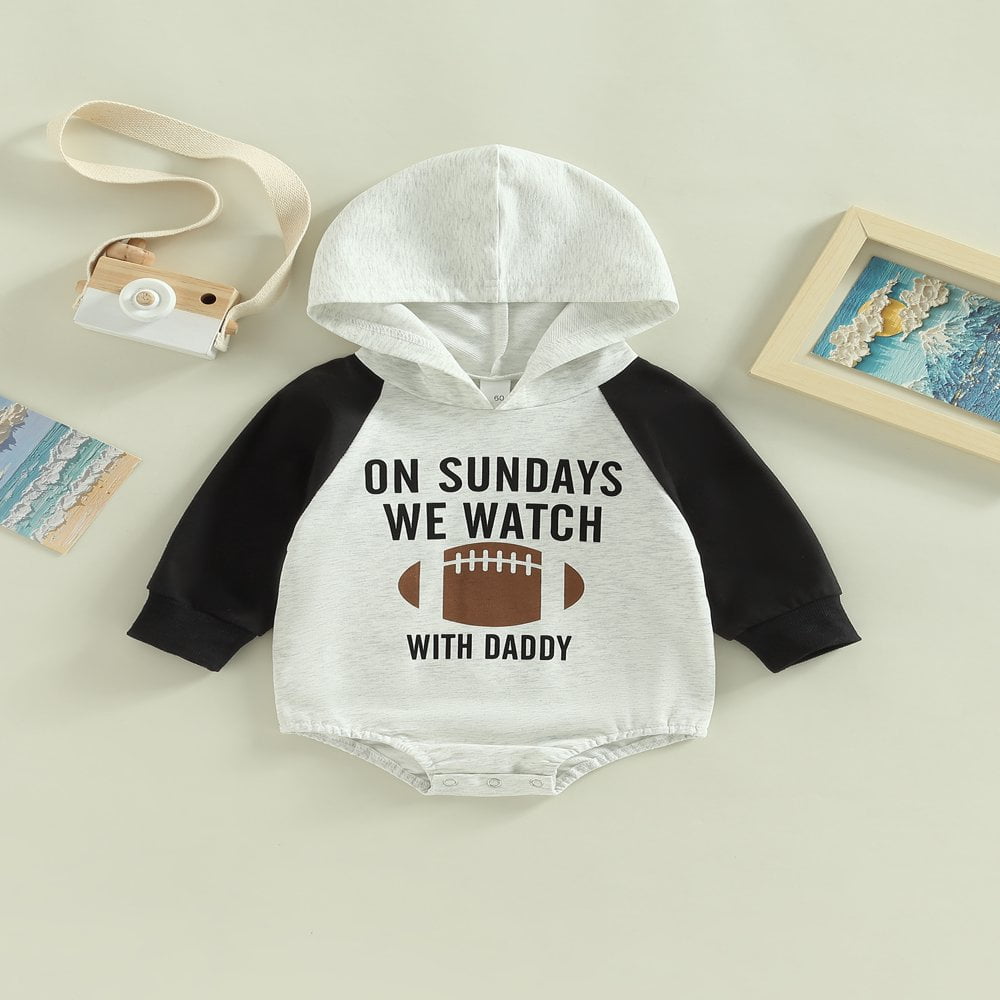 Infant Baby Girl Boy Football Outfit Sweatshirt Romper Long Sleeve Onesie Fall Winter Clothes 3 6 Months Walmart