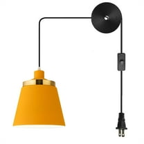 JLOWCO Led Hanging Lights with Plug in Cord,modern Pendant Lights Kitchen Island Lighting Yellow Hanging Ceiling Light (LED Bulb Include)