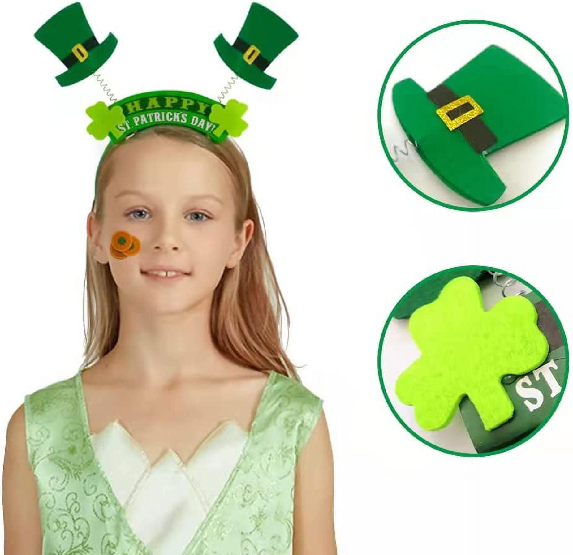 Yaomiao 2 Pieces St. Patrick's Day Headband Green Shamrock Pattern Hairband  with 2 Pairs Saint Patrick's Day Shamrock Teardrop Dangle Earrings Faux  Leather Earrings for Women Girls 