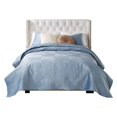 thumbnail image 1 of Ahab 3pc King Size Quilt and Pillow Sham Set, Dutch Velvet Face, Spa Blue, 1 of 1