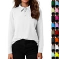 thumbnail image 2 of Girls Polo Shirt Collared Long Sleeve School Uniform Shirts Cute Girls Tops,White,5-6 Years, 2 of 6