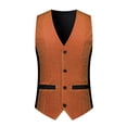 thumbnail image 5 of hoksml Men's Glitter V-Neck Suit Vest, 4 Button Slim Fit Formal Waistcoat with Adjustable Back Strap and Pockets, Wedding Party Dress Vest, 5 of 9