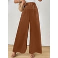 thumbnail image 4 of DOKOTOO Womens Casual Wide Leg Pants High Waisted Button Pleated Business Work Trousers Flowy Beach Palazzo Pants, 4 of 9