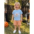 thumbnail image 5 of Loicainy Baby Toddler Boy Halloween Outfit 6 12 18 24 Months 2T 3T 4T Short Sleeve Crew Neck Ghost Embroidery T Shirt and Plaid Shorts Clothes Set, 5 of 8