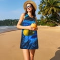 thumbnail image 3 of Cauagu Balle de Tennis Sportive pour Femmes Robes d'Été, Robes Sans Manches Robes de Vacances Décontractées Robes Col Rond avec 2 Poches, 3 of 7
